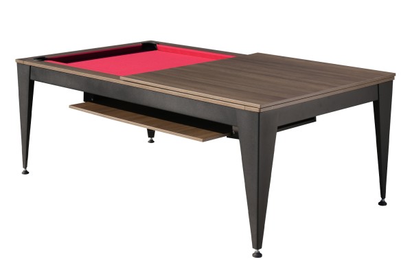 Pool Table / Dining Table, Vancouver III, 7 ft., black/brown, burgundy cloth