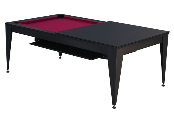 Pool Table / Dining Table, Vancouver III, 7 ft., black/black, burgundy cloth
