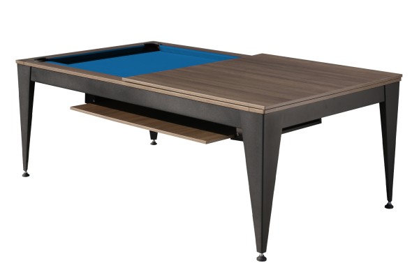 Pool Table / Dining Table, Vancouver III, 7 ft., black/brown, blue cloth