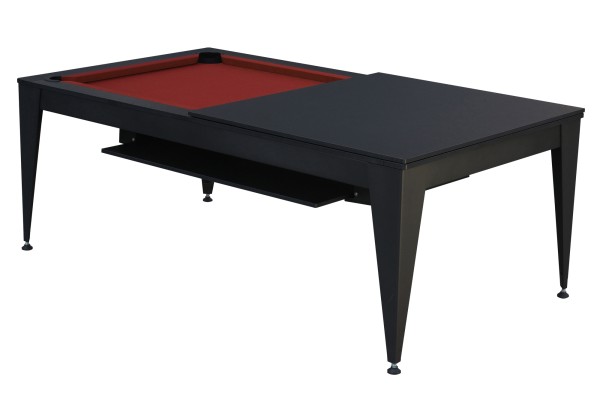 Billardtisch / Esstisch, Pool, Vancouver III, 7 ft. (Fuß), schwarz/schwarz, burgundy Tuch